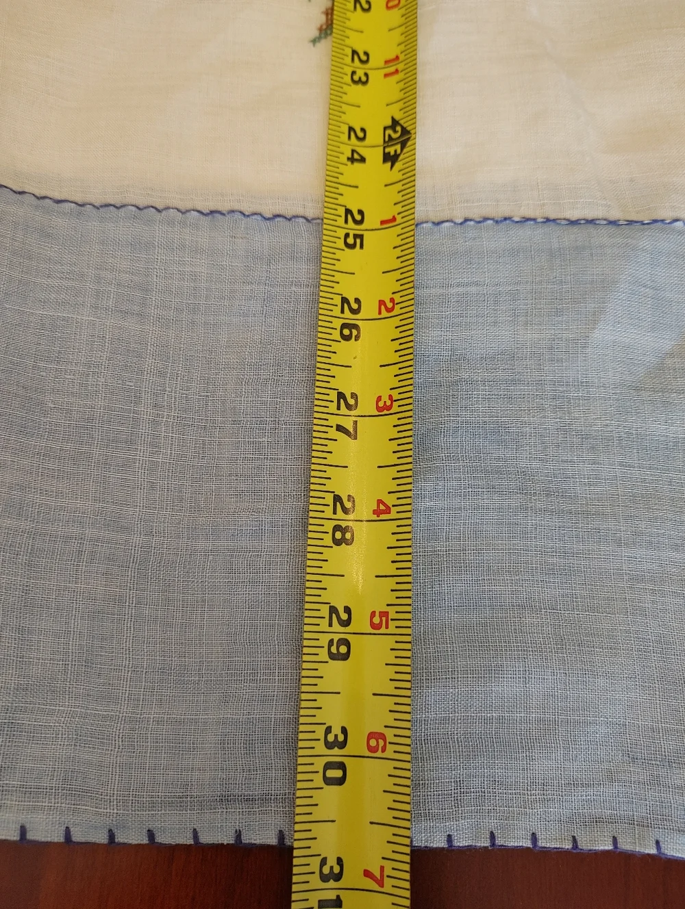 Hand-Embroidered Blue & Cream Tablecloth - Antique Linen 84